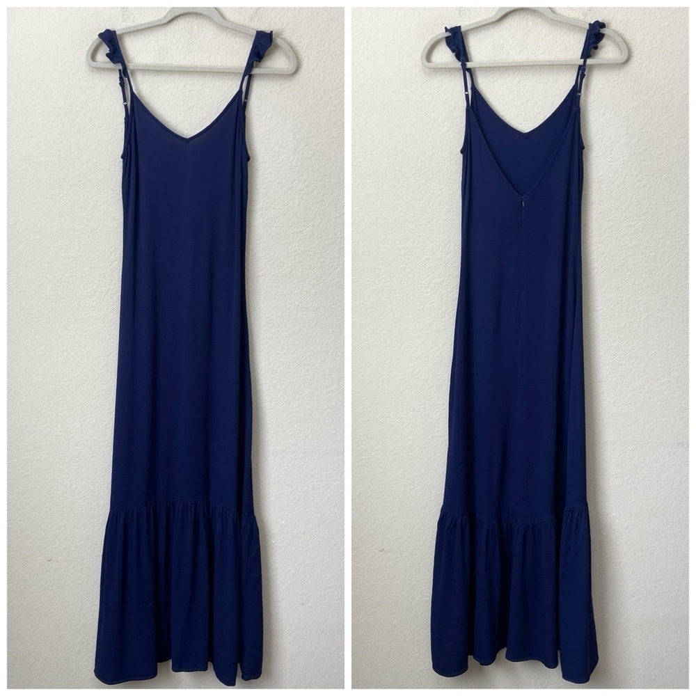 Line + Dot Boho Ruffle Strap Double V Ruffle Hemline Maxi Dress